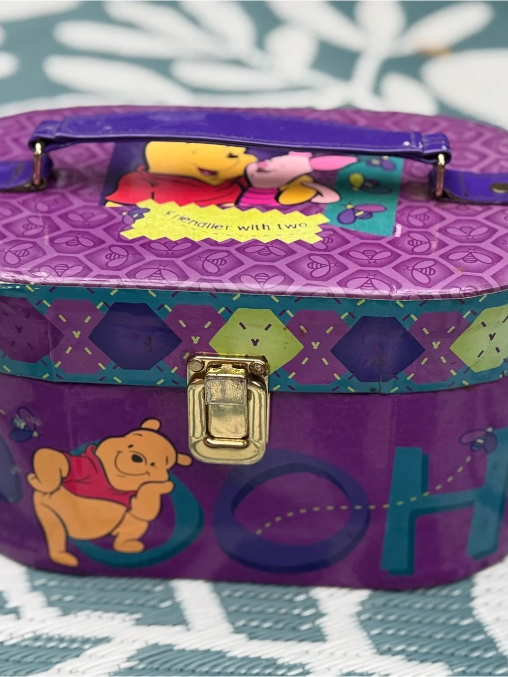 Winnie the Pooh Purple Carry Case with Gold Latch